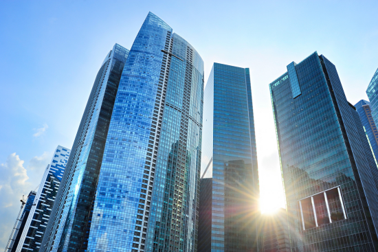 Commercial real estate city skyline
